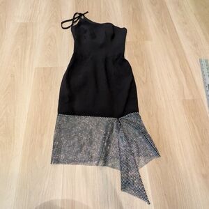 Helsi Black Cocktail Dress With Stunning Sparkle Chain Bottom Size XS